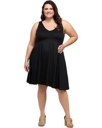 24seven Comfort Apparel - Plus Size Sleeveless Midi Fit And Flare Pocket Dress - Lyst