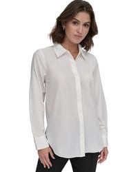 DKNY - Petite Button-front Blouse - Lyst