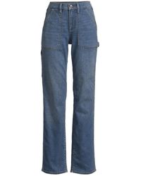 Lands' End - Plus Size Recover High Rise Relaxed Straight Leg Utility Blue Jeans - Lyst