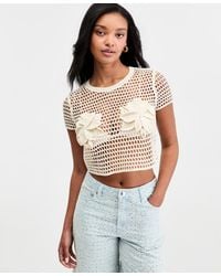 BarIII - Floral Crochet T-shirt - Lyst
