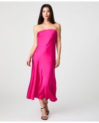 French Connection - Oona Satin Strapless Midi Dress - Lyst