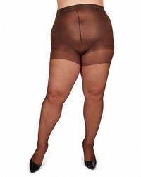 Memoi - Plus Size Curvy Silky Sheer Control Top Pantyhose Mm-2240 - Lyst