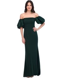 Eliza J - Petite Off-the-shoulder Sequin-puff-sleeve Gown - Lyst