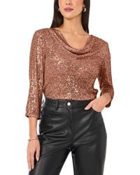 Vince Camuto - Sequined Cowlneck 3/4-sleeve Top - Lyst