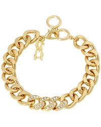 Steve Madden Crystal Gold-tone Pave Link Bracelet - Metallic