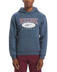 Reebok - Archive Essentials Regular-fit Embroidered Logo Fleece Hoodie - Lyst