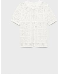 Mango - Short-sleeved Crochet Cardigan - Lyst