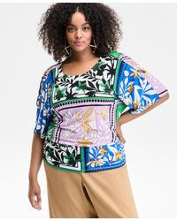INC International Concepts - Plus Size Mixed-print Side-ruched Top - Lyst