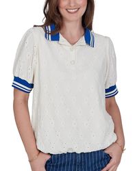 Ruby Rd. - Petite Diamond Eyelet Bubble Hem Top - Lyst