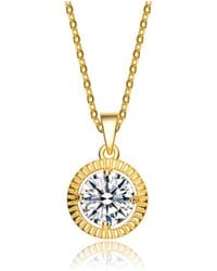 Genevive Jewelry - Cubic Zirconia Sterling Silver Plated Classic Round Pendant - Lyst