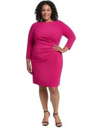 DKNY - Plus Size Ruched 3/4-sleeve Work Dress - Lyst