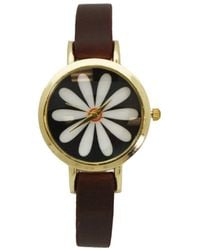 Olivia Pratt - Large Flower Face Skinny Leather Strap Watch - Lyst