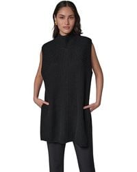Donna Karan - Mock-neck Sleeveless Ribbed Sweater Tunic - Lyst