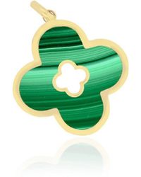 The Lovery - Malachite Clover Cut Out Charm 14k Gold - Lyst