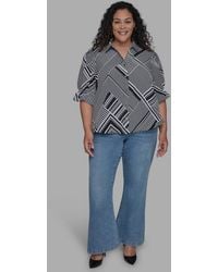 Karl Lagerfeld - Plus Size Geo-print Puff-sleeve Shirt - Lyst
