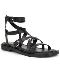 Nine West - Rulen Square Toe Strappy Flat Sandals - Lyst