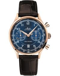 MIDO - Swiss Automatic Chronograph Multifort Brown Leather Strap Watch 42mm - Lyst