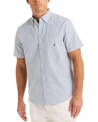 Nautica - Striped Seersucker Short Sleeve Button-down Shirt - Lyst