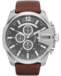 DIESEL - Diesel 'mega Chief' Leather Strap Watch - Lyst