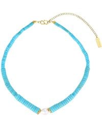 st. Moran - Tarnish-resistant Natural Freshwater Imitation Pearl Chunky Turquoise Beaded Delray Necklace - Lyst