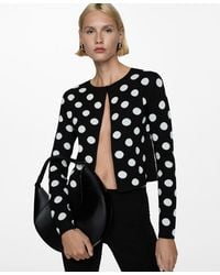 Mango - Polka-dot Knitted Cardigan Sweater - Lyst