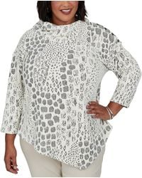 Ruby Rd. - Plus Size 3/4-sleeve Animal-print Cowl-neck Blouse - Lyst