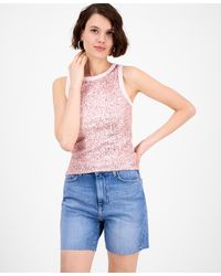 Guess - Alexia Sequin Cotton Sleeveless Top - Lyst