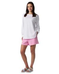 Columbia - Long Sleeve Crewneck Cotton Top Mid Rise French Terry Shorts - Lyst