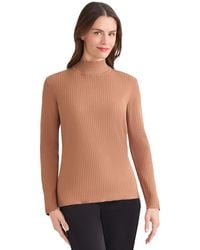 Jones New York - Sutton Ribbed Mock-neck Long-sleeve Sweater - Lyst
