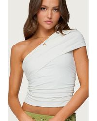 Edikted - Fold Over Ruched One Shoulder Top - Lyst