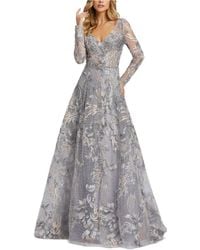 mac duggal embroidered mesh gown