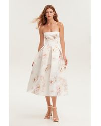 Millà - Strapless Midi Dress With A Flower Print - Lyst