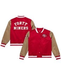 Mitchell & Ness - Scarlet/gold San Francisco 49ers 80th Anniversary Satin Full-snap Jacket - Lyst