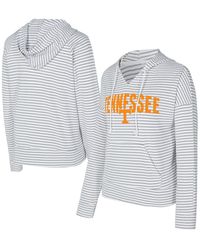 Concepts Sport - White/gray Tennessee Volunteers French Terry Striped V-neck Pullover Hoodie - Lyst