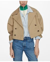 Mango - Lapels Detail Cropped Trench Coat - Lyst