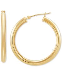 Macy's - Polished Hoop Earrings In 14k Gold - Lyst