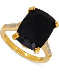 Macy's Onyx (7-1/2 Ct. T.w.) And Cubic Zirconia Statement Ring In 14k Gold-plated Sterling Silver - Black