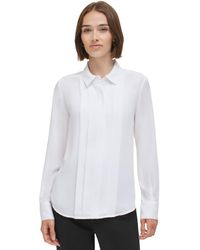 Calvin Klein - Pleat-front Long-sleeve Shirt - Lyst