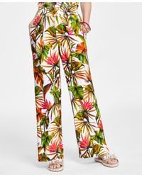 INC International Concepts - Petite Printed Linen Wide-leg Pants - Lyst