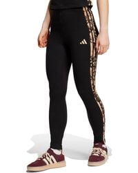 adidas - Leopard-print Cotton-blend High-rise leggings - Lyst