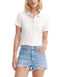 Levi's - Suki Cotton Stripe-print Button-front Polo Shirt - Lyst