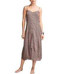 Lucky Brand - Printed Button-front Midi Slip Dress - Lyst