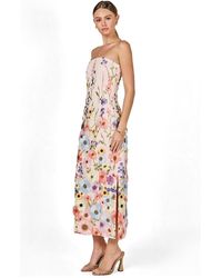 Endless Rose Floral Embroidery Strapless Sheath Dress in White | Lyst Endless Rose Floral Embroidery Strapless Sheath Dress in White | Lyst
