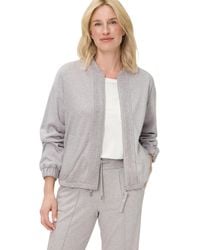 Olsen - Collarless Zip Front Jersey Jacket - Lyst