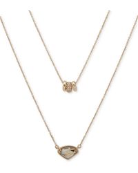 DKNY - Gold-tone Crystal Layered Pendant Necklace - Lyst