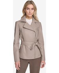 Andrew Marc - Violet Belted Moto Leather Jacket - Lyst
