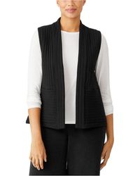 Eileen Fisher Jacquard Open-front Vest - Black