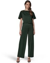 Donna Karan - Ruched Side Short Sleeve Top Wide Leg Pull On Pants - Lyst