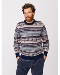aubi - Fair Isle Crew Neck Wool Sweater - Lyst