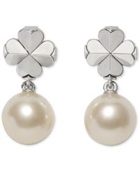 Kate Spade - Imitation Pearl And Cubic Zirconia Flower Drop Earrings - Lyst